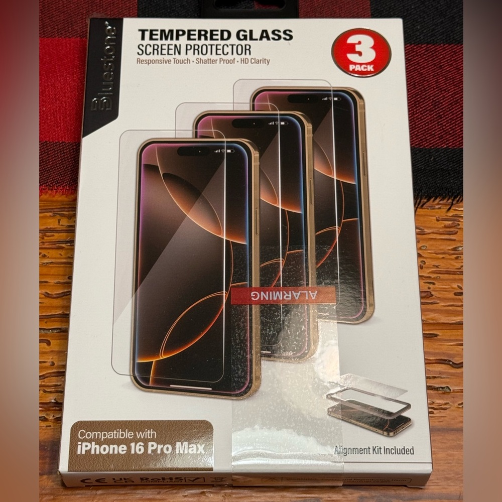 NIB 3-Pack iPhone 16 Pro Max Tempered Glass Screen Protector Alignment Kit Inc